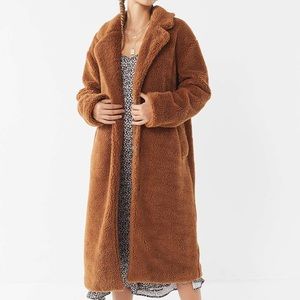 Urban Outfitters Teddy Duster Coat — Cognac